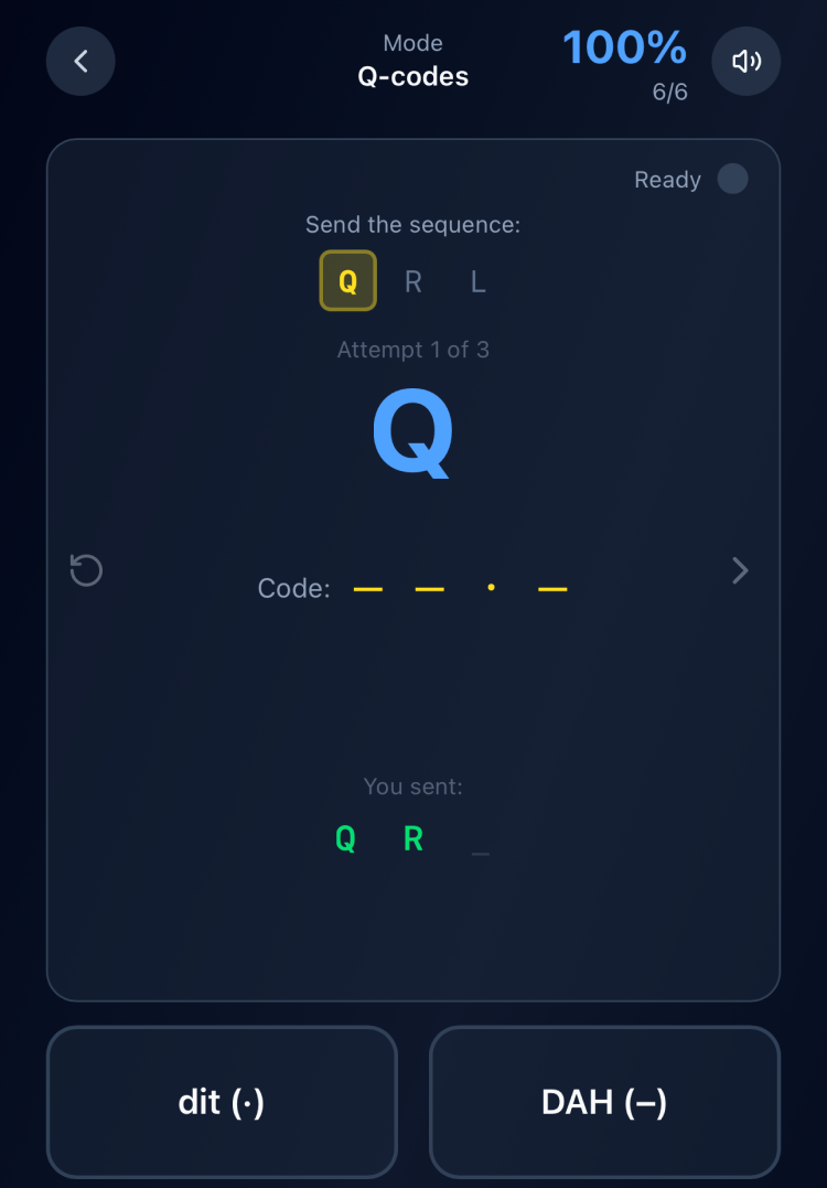 Q-codes practice in dit&bull;DAHs